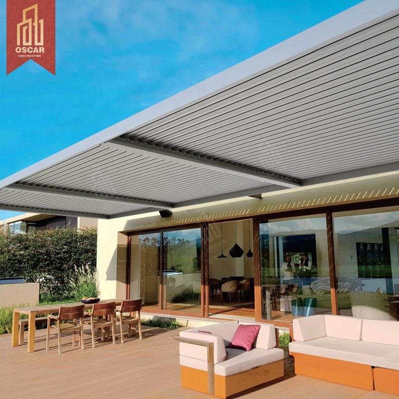 Patio Steel Outdoor Glass Conservatory Aluminum Roof Electric Pergola Retractable Awning Canopy