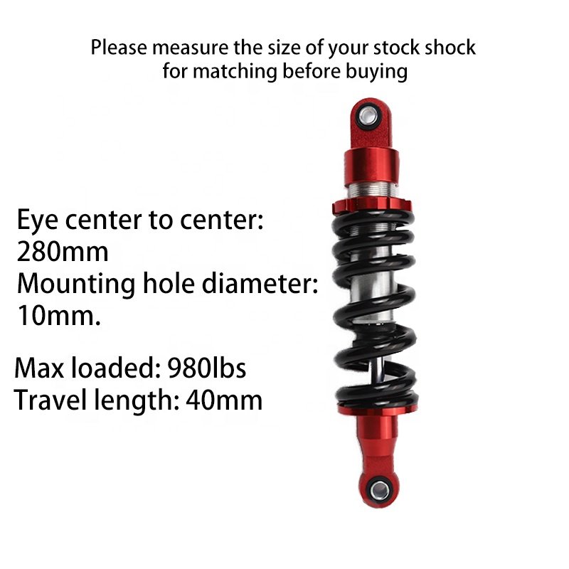 M10 280mm Motorcycle Rear Shock Absorber Suspension 11mm Spring Fit for Motorcycle Go Kart Buggy ATV Quad Pit Dirt Bike UTV
