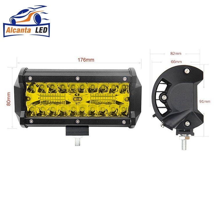 7 Inch 120W White Yellow Combo Led Work Light Bars Spot Flood Beam 4x4 Spot 12V 4WD Barra LED Fog Lamps for Auto Boats SUV ATV