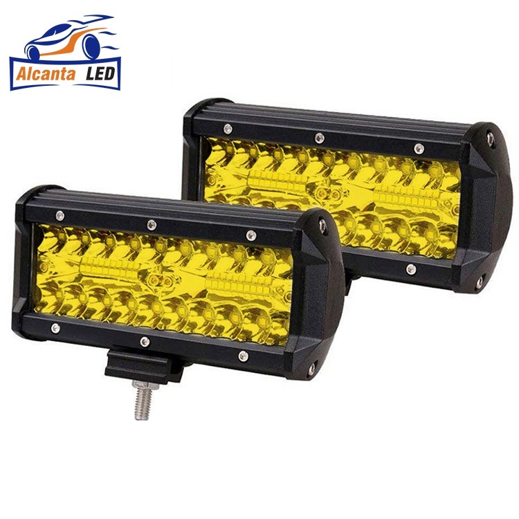 7 Inch 120W White Yellow Combo Led Work Light Bars Spot Flood Beam 4x4 Spot 12V 4WD Barra LED Fog Lamps for Auto Boats SUV ATV
