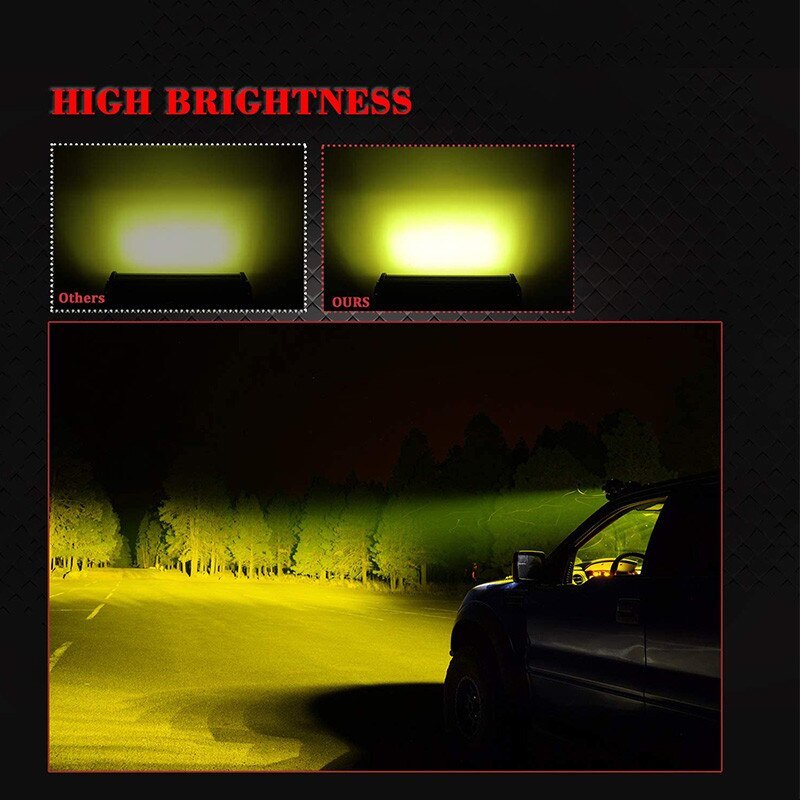 7 Inch 120W White Yellow Combo Led Work Light Bars Spot Flood Beam 4x4 Spot 12V 4WD Barra LED Fog Lamps for Auto Boats SUV ATV
