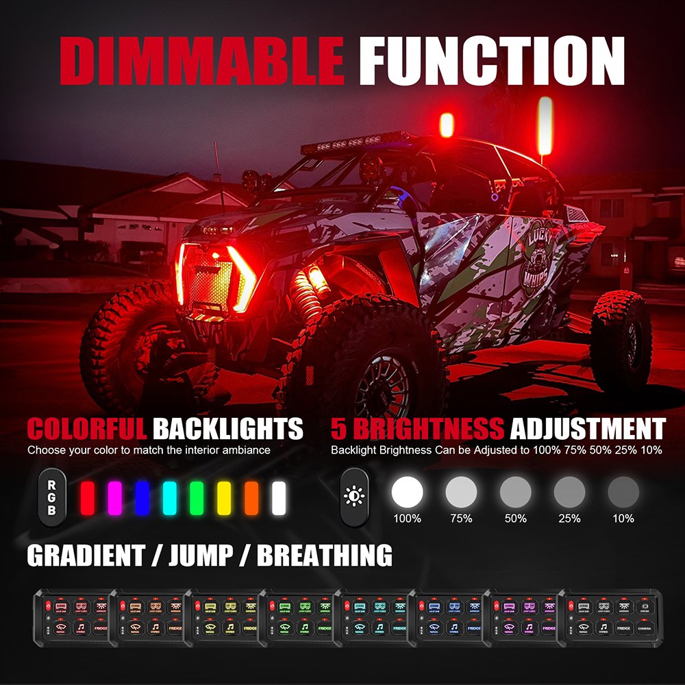 General 8 Gang Car Switch Panel Lights Marine SUV ATV UTV Truck 4x4 Off-road Auto 12v Car Switch Panel With Remote Bluetooth