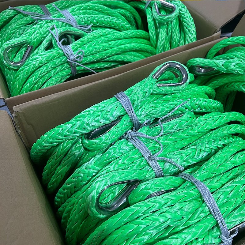 10mm 12mm Dyneema/UHMWPE Fiber Braided Synthetic Winch Rope for 12V ATV UTV Pulling Towing