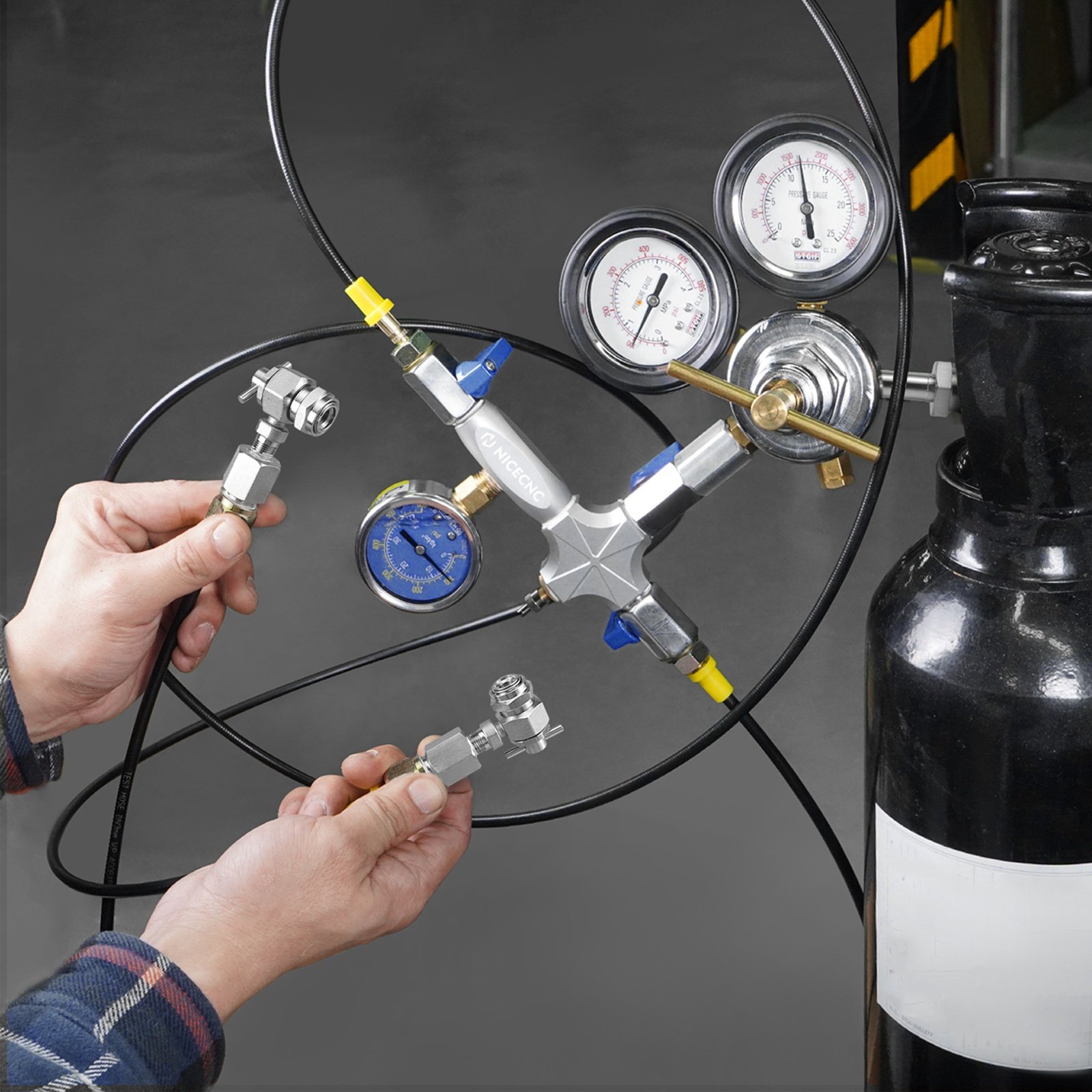 NiceCNC 3500PSI Dual Hose Nitrogen Fill Tool Kit for Nitrogen Shock With Schrader Valve Motorcycle Powersports