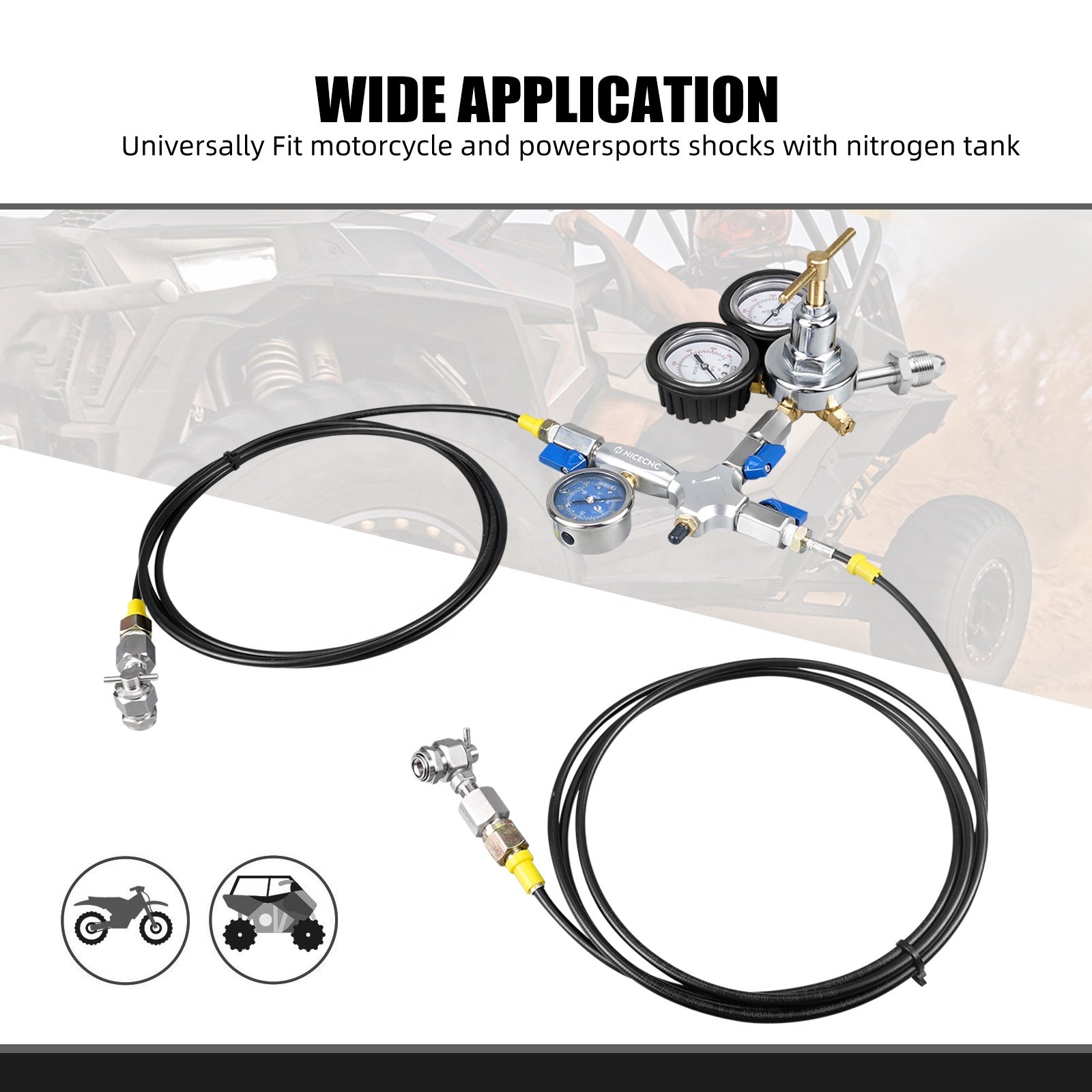 NiceCNC 3500PSI Dual Hose Nitrogen Fill Tool Kit for Nitrogen Shock With Schrader Valve Motorcycle Powersports