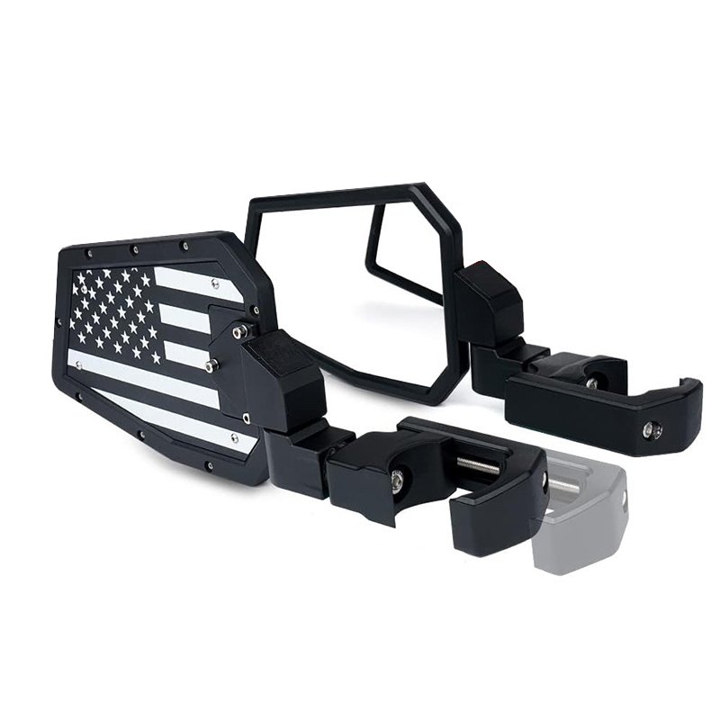 Side Mirror ATV UTV Off-road Adjustable C-clamp Side Mirror With Flag Fit 1.75" to 2" Round Roll Bar Cages