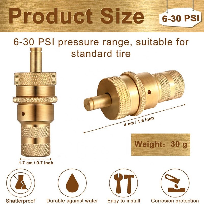 Offroad Tire Deflator Brass Air Down Tyre Deflators Accessories Universal for Car Truck Motorcycle and ATV Tires