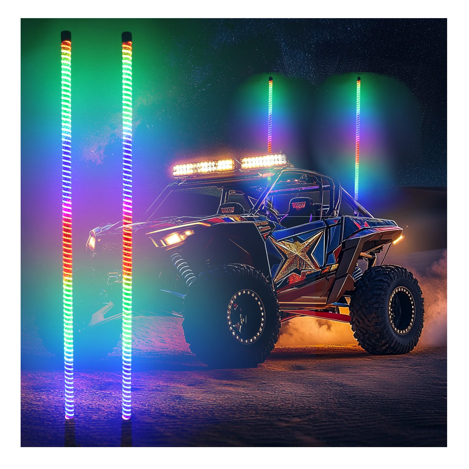 Smooth Illumination Cob LED Whip Lights RGB LED Light Whips for Buggy Car Light