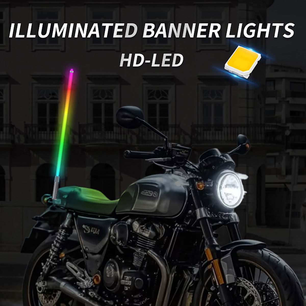 12V Waterproof Led Flag 1 in 1 App Control Colorful Ambient Light for Motorcycle Boat Off-road ATV Daytime Running Light Drl