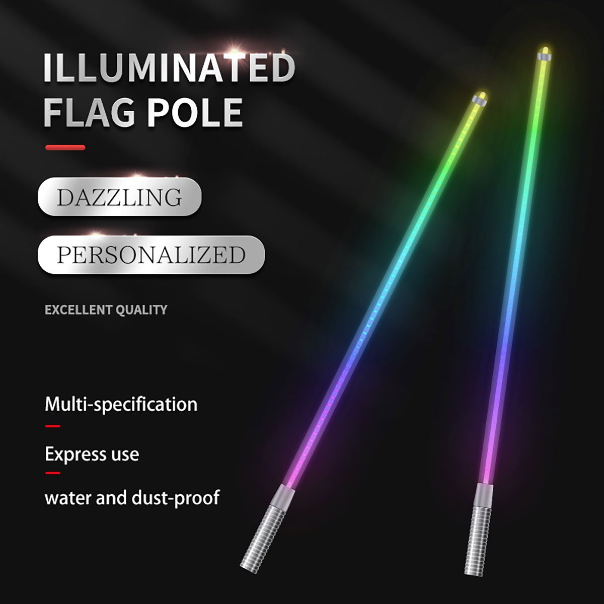 12V Waterproof Led Flag 1 in 1 App Control Colorful Ambient Light for Motorcycle Boat Off-road ATV Daytime Running Light Drl