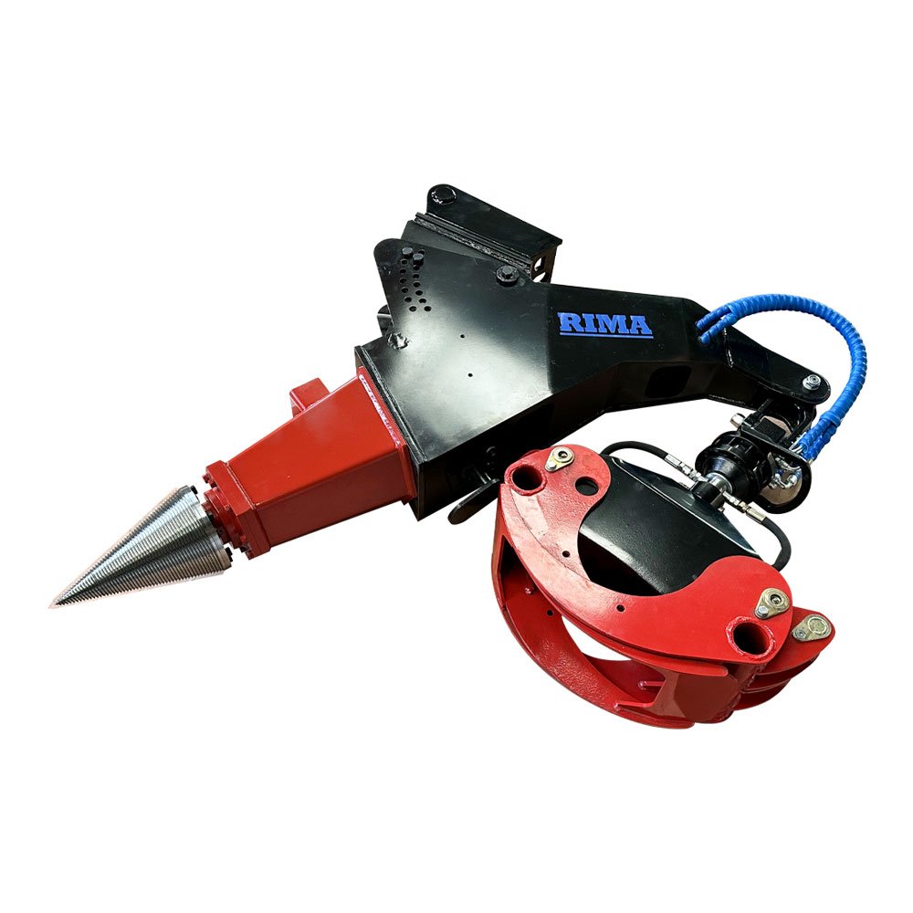 RIMA Excavator / Skid Steer Loader Attachment Cone Log Splitter with Timber Grapple Forestry Log Splitter Machine