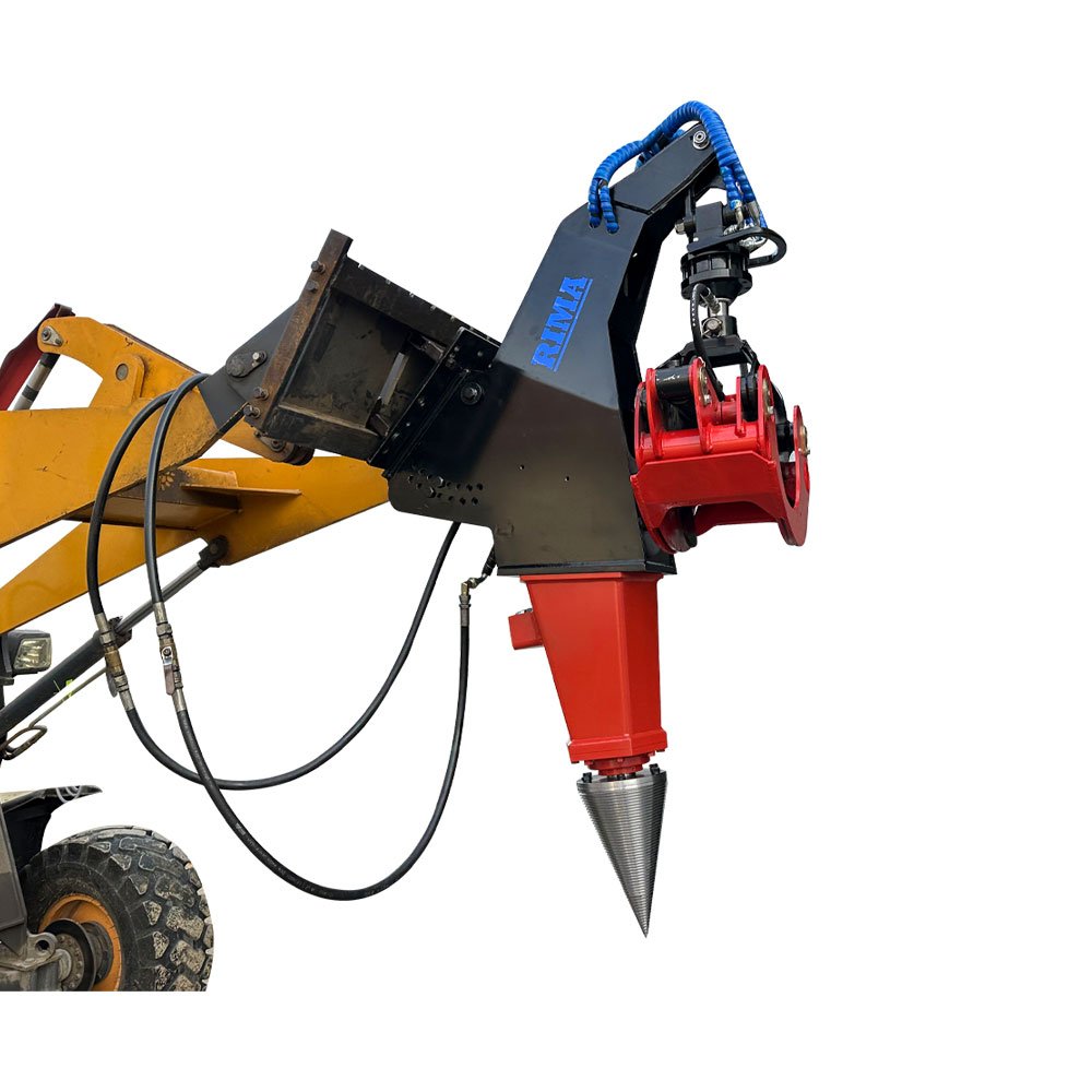 RIMA Excavator / Skid Steer Loader Attachment Cone Log Splitter with Timber Grapple Forestry Log Splitter Machine