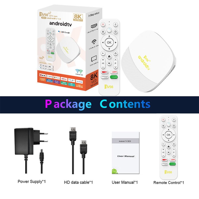 HAOYU TV98 ATV MAX TVbox 2025 Cheapest ATV Box Android H313 Chipset & BT4.0 8K Display &2.4/5g Wifi 8+128gb TX10 TX20
