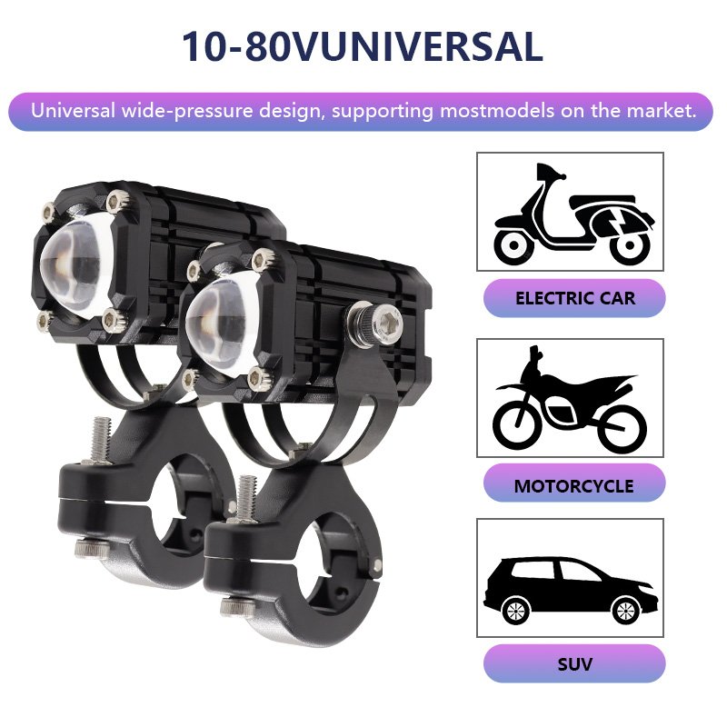 Motorcycles Headlight Spotlight LED Auxiliary Driving Lamp Lamp With Switch Yellow Red Blue White Fog Light