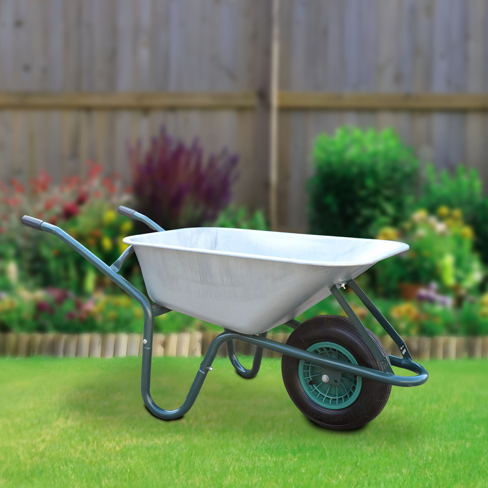 Outdoor 160L/200L Function Double Wheels Galvanized Steel Home Garden Cart Commercial Wheel Barrow Wheelbarrow