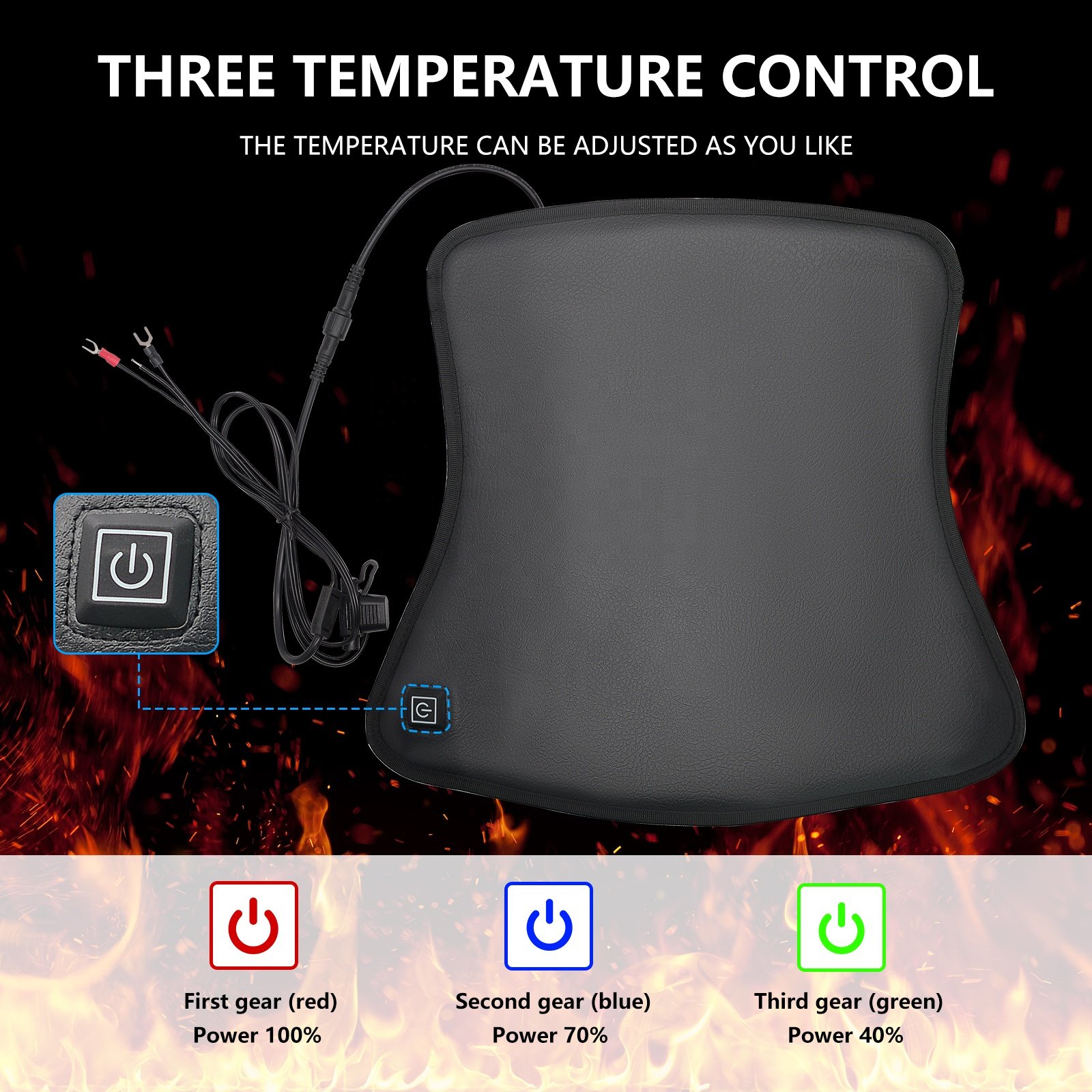 Waterproof ATV 12v Heated Seat Cushion Heater Control Switch Heated Seats for Motorcycle
