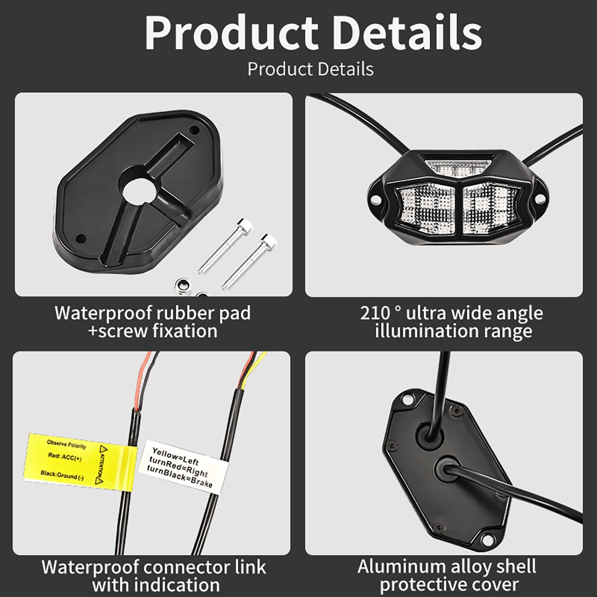 Led Car Chassis Upgrade Rock Light 12/8/4 in 1 Waterproof Car Underglow Decorative Light RGB for Trucks Atv SUV Motorcycle