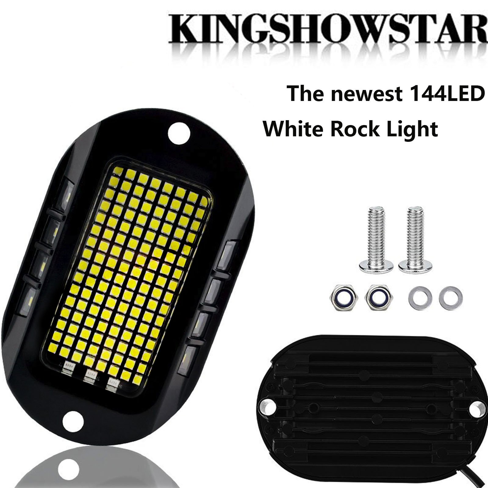 Kingshowstar 144LED Pure White Rock Lights with Remote Ultra Bright Car Accessories Advanced Rock Light for Truck Off-Road ATV