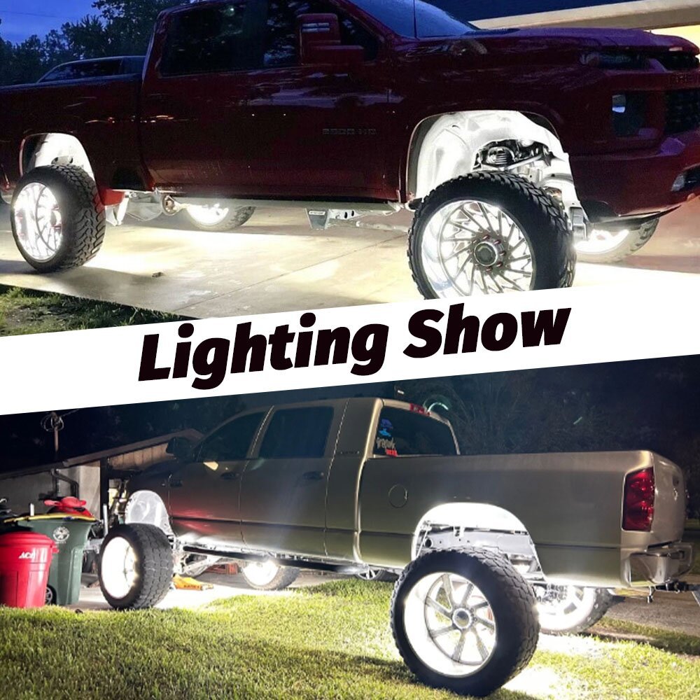 Kingshowstar 144LED Pure White Rock Lights with Remote Ultra Bright Car Accessories Advanced Rock Light for Truck Off-Road ATV