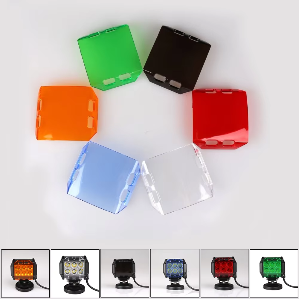 AlcantaLED LED Work Light Bar Dust Proof Protective Covers Amber Clear Black Red White Color for 3" 4" 7" 12" 20" 22" 32" 42" 52