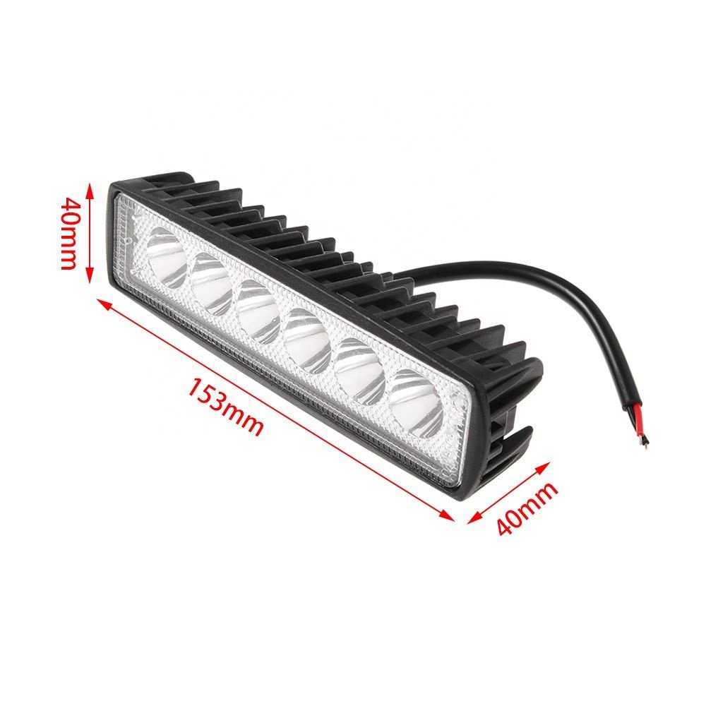 Car Led 18W Work Indicators Lighting Bar DC 12V 6500k for Motorcycle Offroad Tractor SUV ATV Auto Boat Truck Driving Fog Lamps