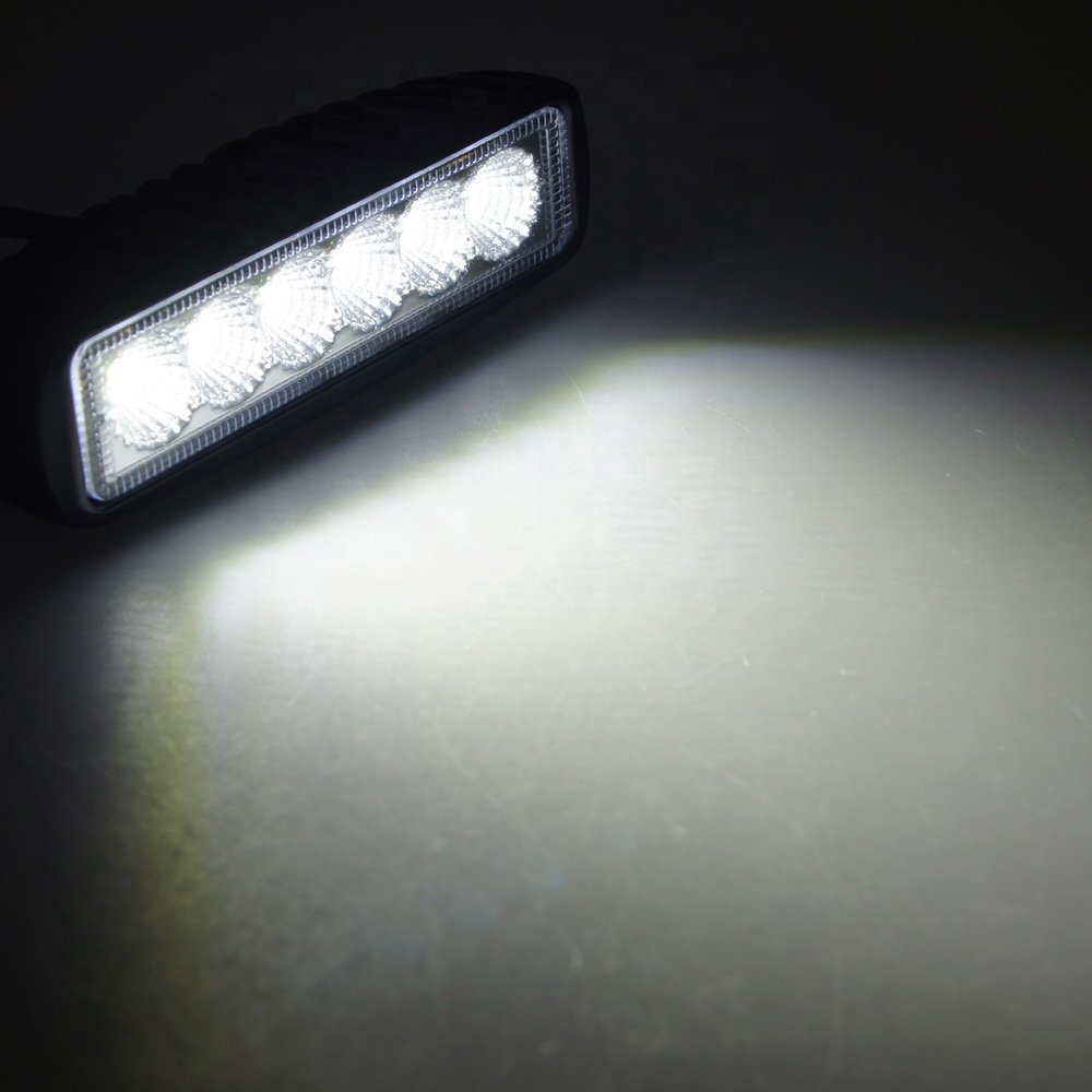 Car Led 18W Work Indicators Lighting Bar DC 12V 6500k for Motorcycle Offroad Tractor SUV ATV Auto Boat Truck Driving Fog Lamps