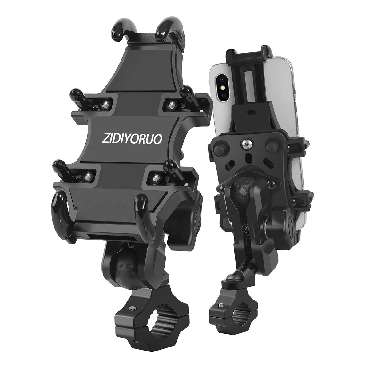 Motorcycle ATV Phone Holder, Aluminum Heavy Duty Phone Mount for Motorcycle Universal 7/8"-9/8" Handlebars