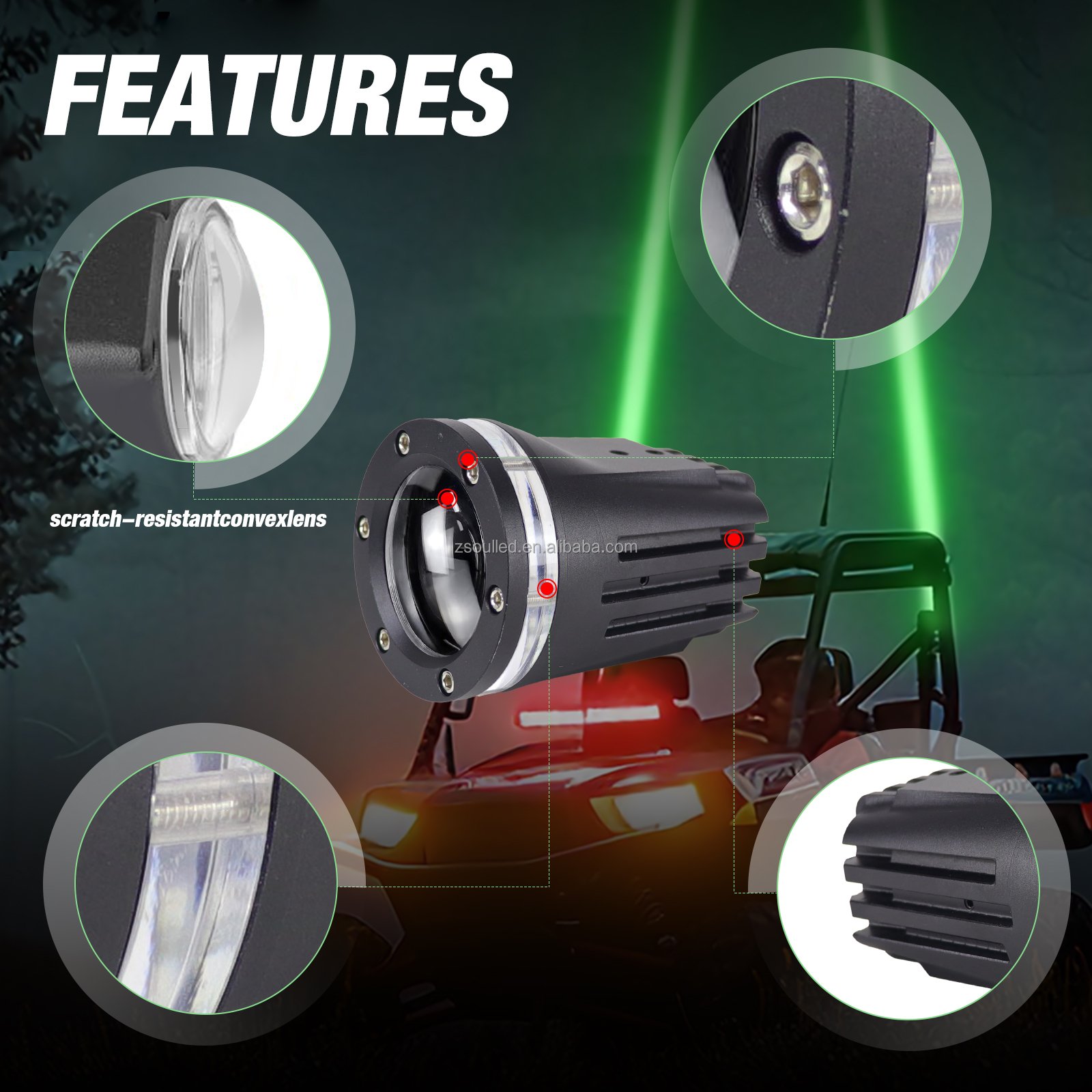 UTV Offraod RGBW Whipless Laser Whip Lights Antenna Whip Light W/ Rocker Switch Lighted Whip for Truck ATV UTV Offroad Golf Car