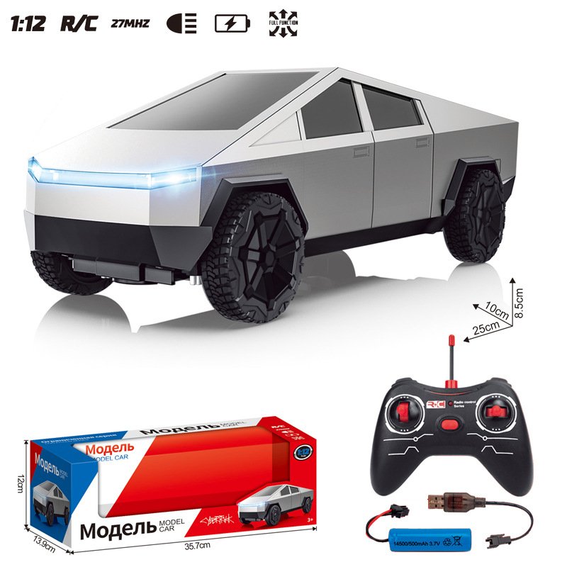 Diecast Alloy Model Car 1:24 Tesla Cybertruck Pickup Alloy Car Model with Sound and Light Pullback with ATV Decorate Metal Model