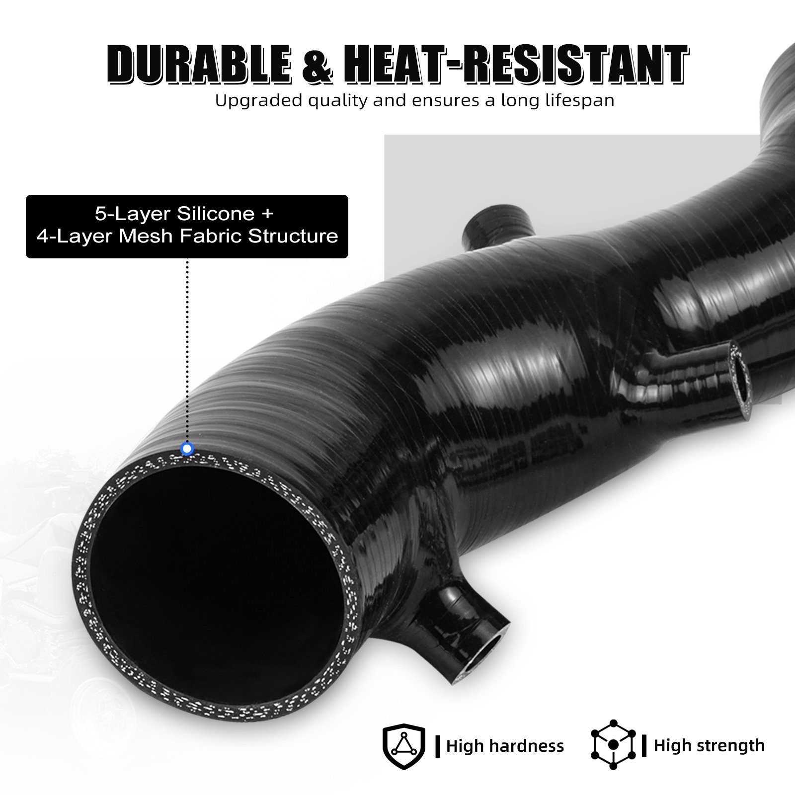 NiceCNC ATV Silicone Air Intake Hose for Yamaha Raptor 700 700R RSE 2009-2023 2024 2025 2LS-14453-00-00 Intake System