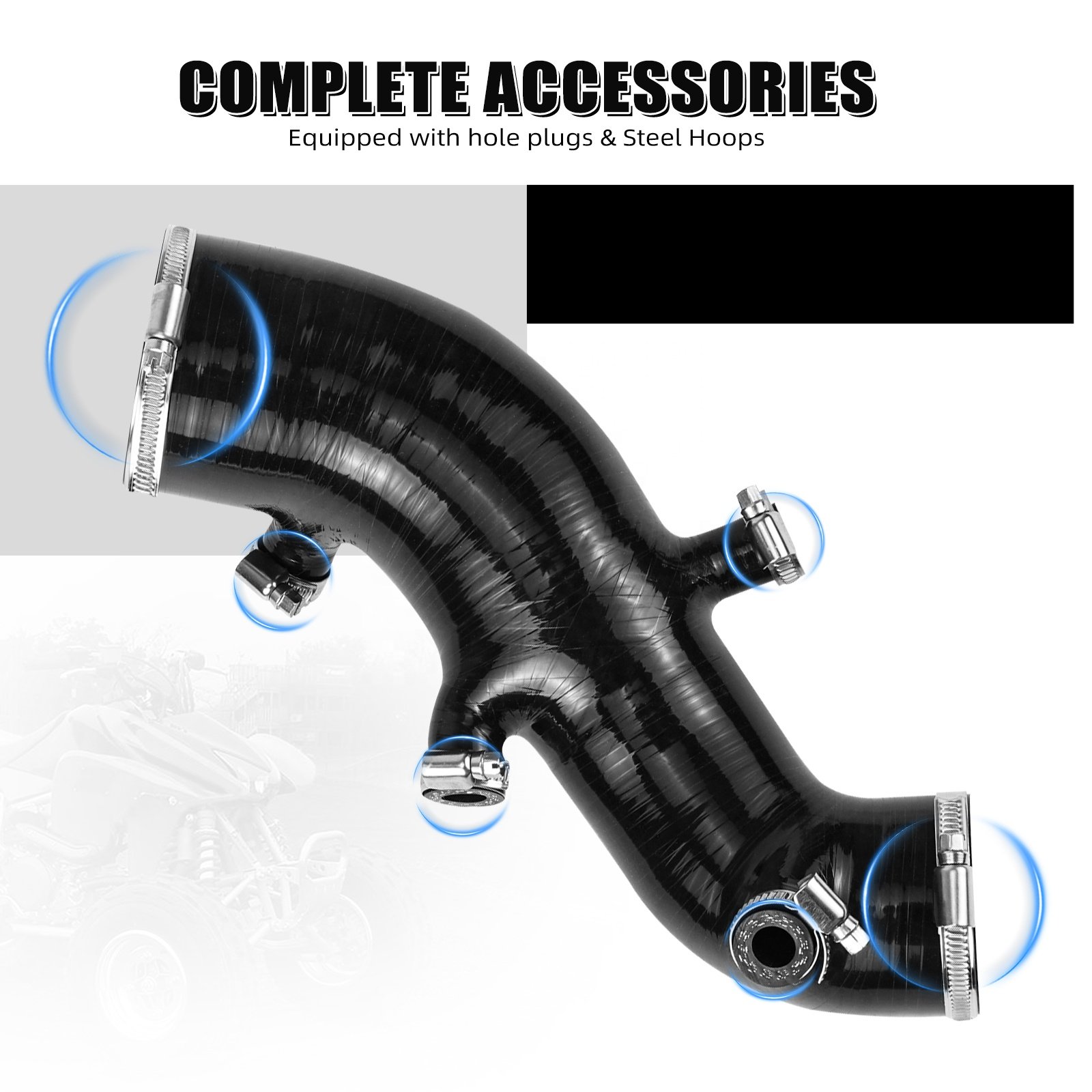 NiceCNC ATV Silicone Air Intake Hose for Yamaha Raptor 700 700R RSE 2009-2023 2024 2025 2LS-14453-00-00 Intake System
