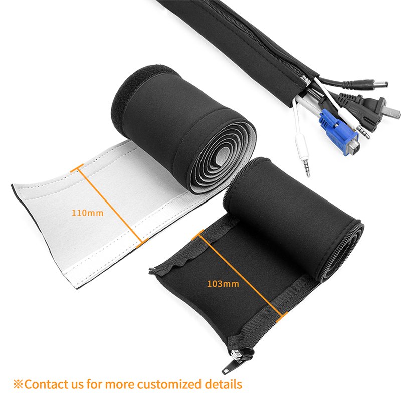 Electronics Heavy-duty Desk Logo Universal Atv Shock Sleeve Wrap Zip up Management Kettlebell Custom Neoprene Cable Covers