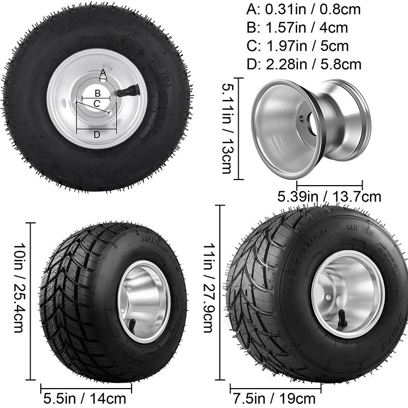 ATV/UTV Wheel Rim Go Kart Tyres Set of 4