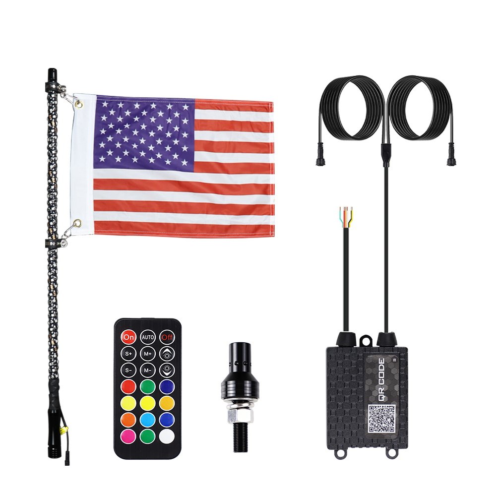 1PC 4FT RGB LED Whip Lights for Truck RZR Can-Am Polaris UTV ATV Buggy LED Whip Antenna 5050 Whips