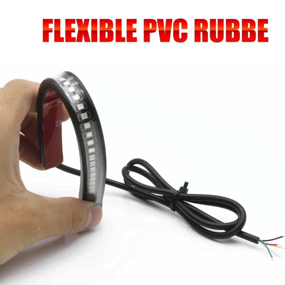 Universal DC 12V Led Strip 48LED Flexible Stop Driving Light Auto Motorcycle Turn Signal Brake Tail Strip for Car ATV Motorcycle