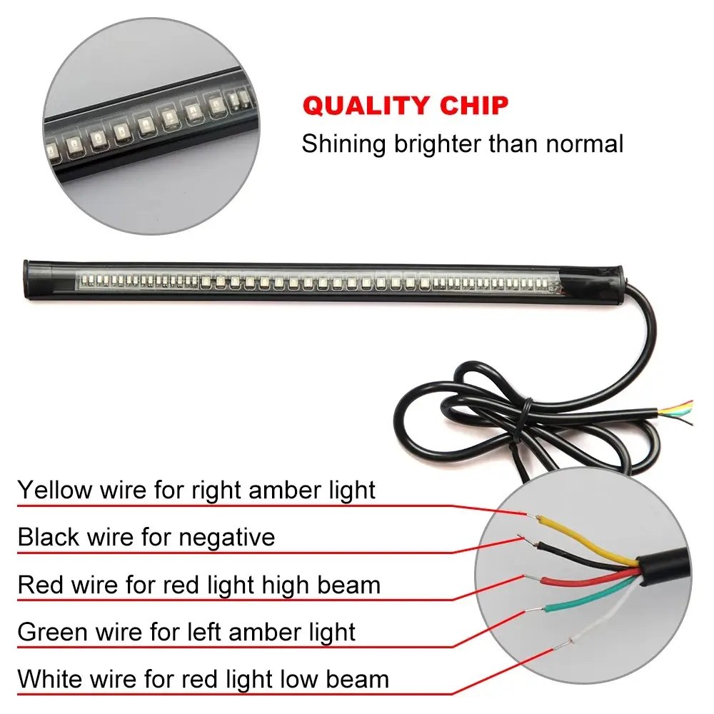Universal DC 12V Led Strip 48LED Flexible Stop Driving Light Auto Motorcycle Turn Signal Brake Tail Strip for Car ATV Motorcycle