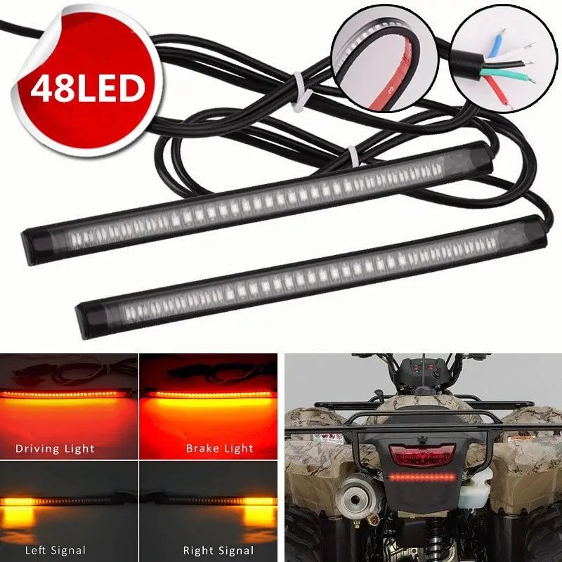 Universal DC 12V Led Strip 48LED Flexible Stop Driving Light Auto Motorcycle Turn Signal Brake Tail Strip for Car ATV Motorcycle