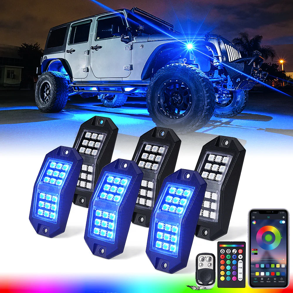 Super Brighter Universal LED Underlow Light RGB-W 12V 6/8/10/12pods Options Rock Light for ATV UTV RXR Turck Offroad