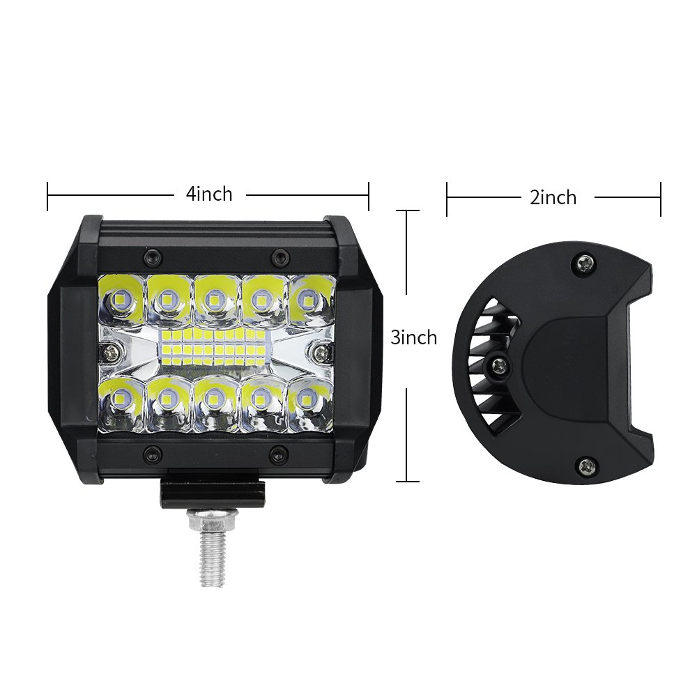 DXZ DC 12V-24V CAR LED Work Light 4 Inch 60W 20LED 6000K LED Light Bar for Truck Motorcycle SUV ATV Car Boat