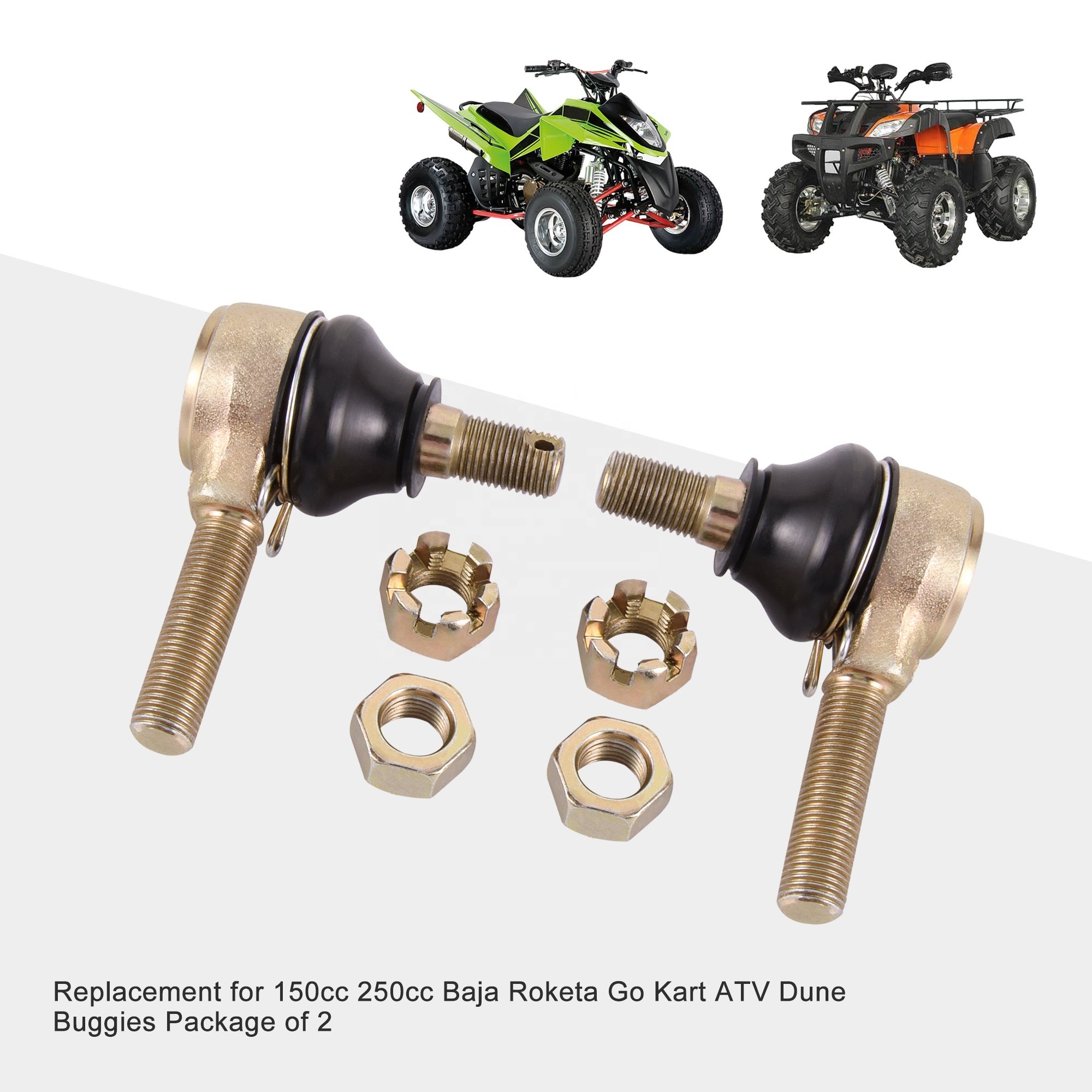 GOOFIT 1 Pair 12MM Motorcycle Ball Joint Tie Rod End Kits for 150cc 250cc Baja Roketa Go Kart ATV Dune Buggies