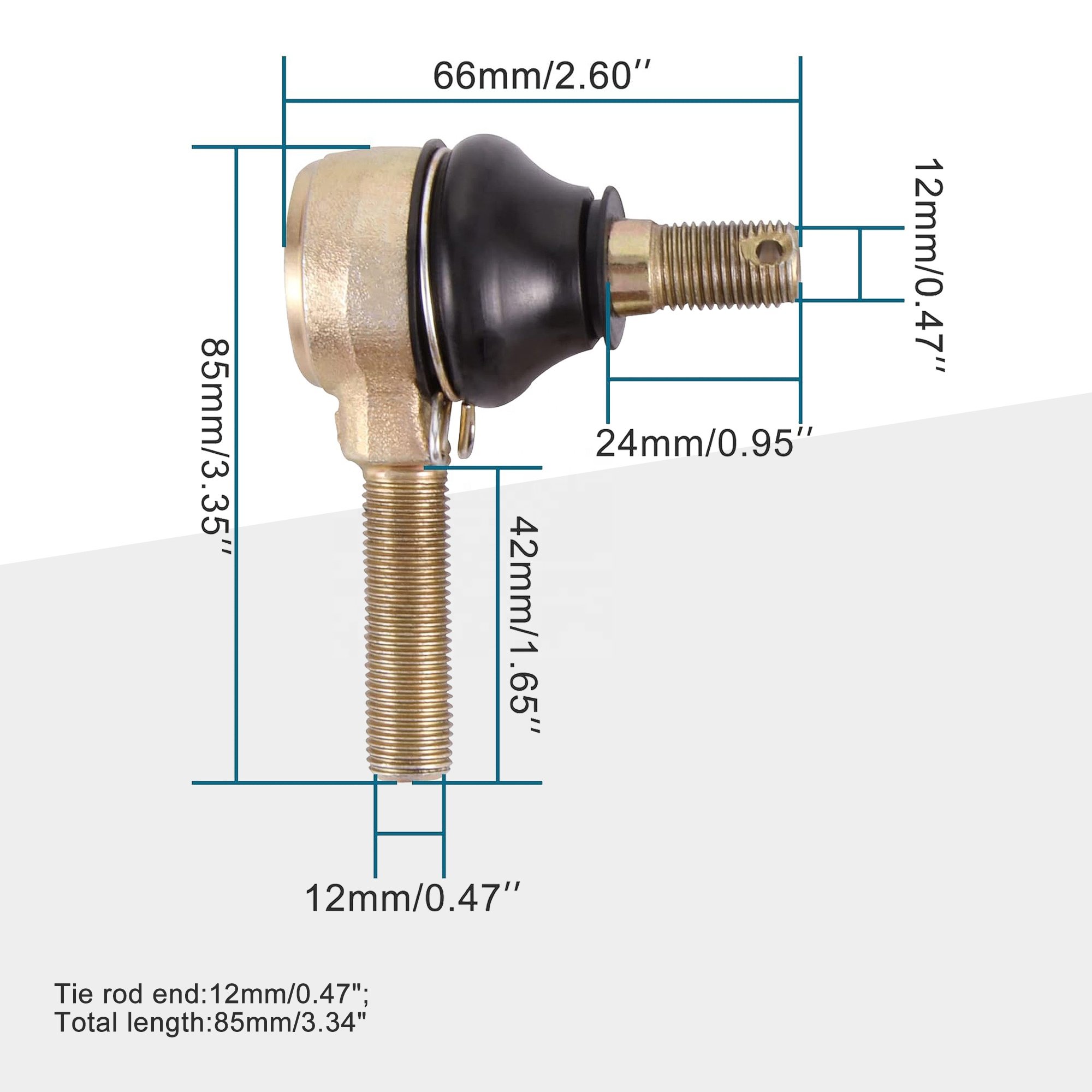 GOOFIT 1 Pair 12MM Motorcycle Ball Joint Tie Rod End Kits for 150cc 250cc Baja Roketa Go Kart ATV Dune Buggies