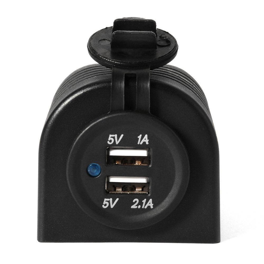 Tent Type Charger 5V 3.1A Dual USB Port Charger Socket Adapter Power Outlet Fit for 12V 24V Car Motorcycle ATV Truck