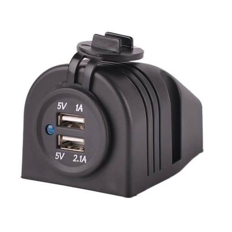 Tent Type Charger 5V 3.1A Dual USB Port Charger Socket Adapter Power Outlet Fit for 12V 24V Car Motorcycle ATV Truck