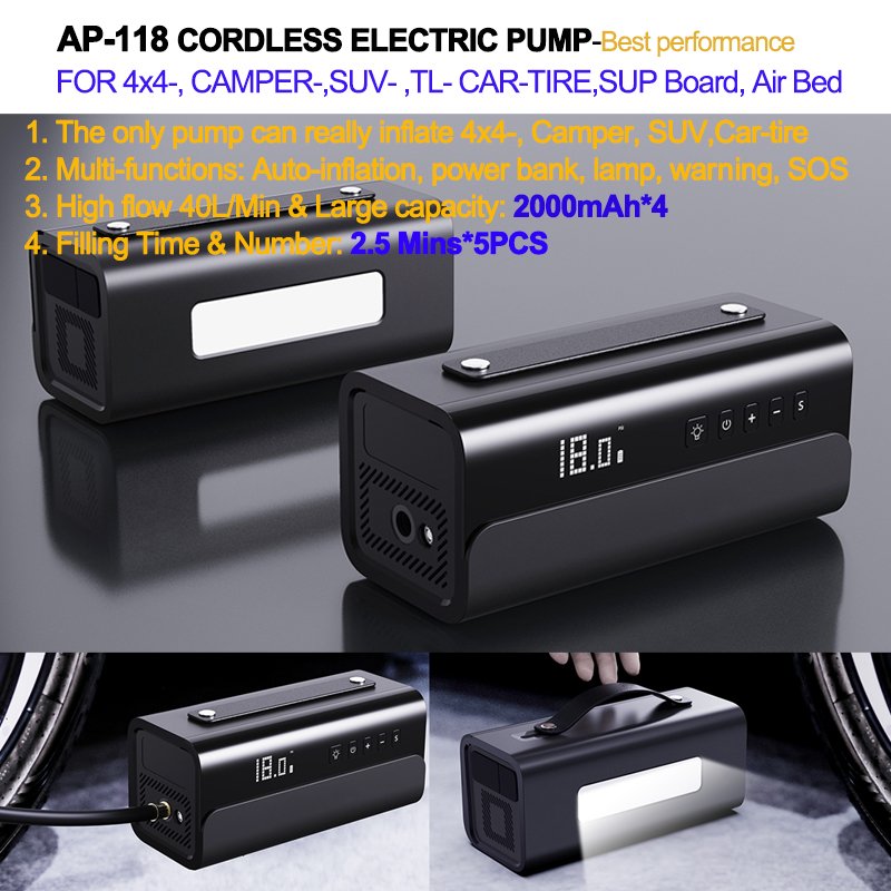 off Road Vehicle 4x4 UTV ATV SUV Car Smart air Compressor Tool Kit Cordless Rechargeable Car Tire Inflator Pump