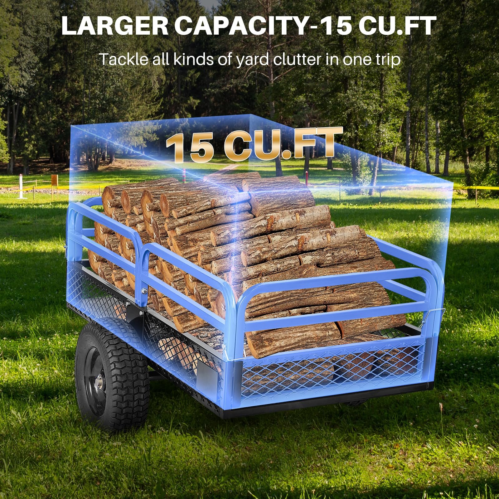 1500lbs Tipping Poly Garden Trailer Handcarts ATV & Lawn Tractor Trailer for Motorcycle & ATV Trailers