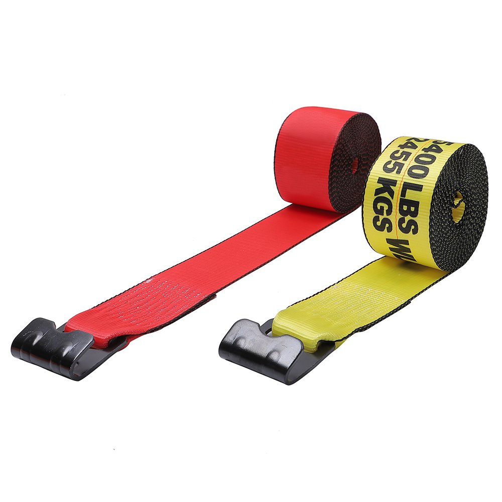 Heavy Duty Cargo Lashing Belt 5400 LBS 4 Inch Polyester Winch Strap Flatbed Trailer Strap Tie-Downs With Flat Hooks