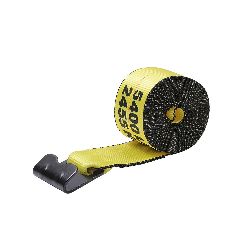 Heavy Duty Cargo Lashing Belt 5400 LBS 4 Inch Polyester Winch Strap Flatbed Trailer Strap Tie-Downs With Flat Hooks