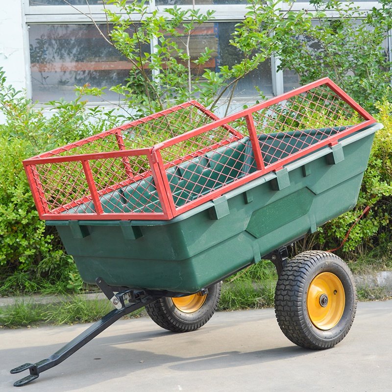 Tow-Behind Tractor Truck ATV Dump Cart Trailer Garden Lawn Heavy Duty Plastic Utility Trailer for ATV