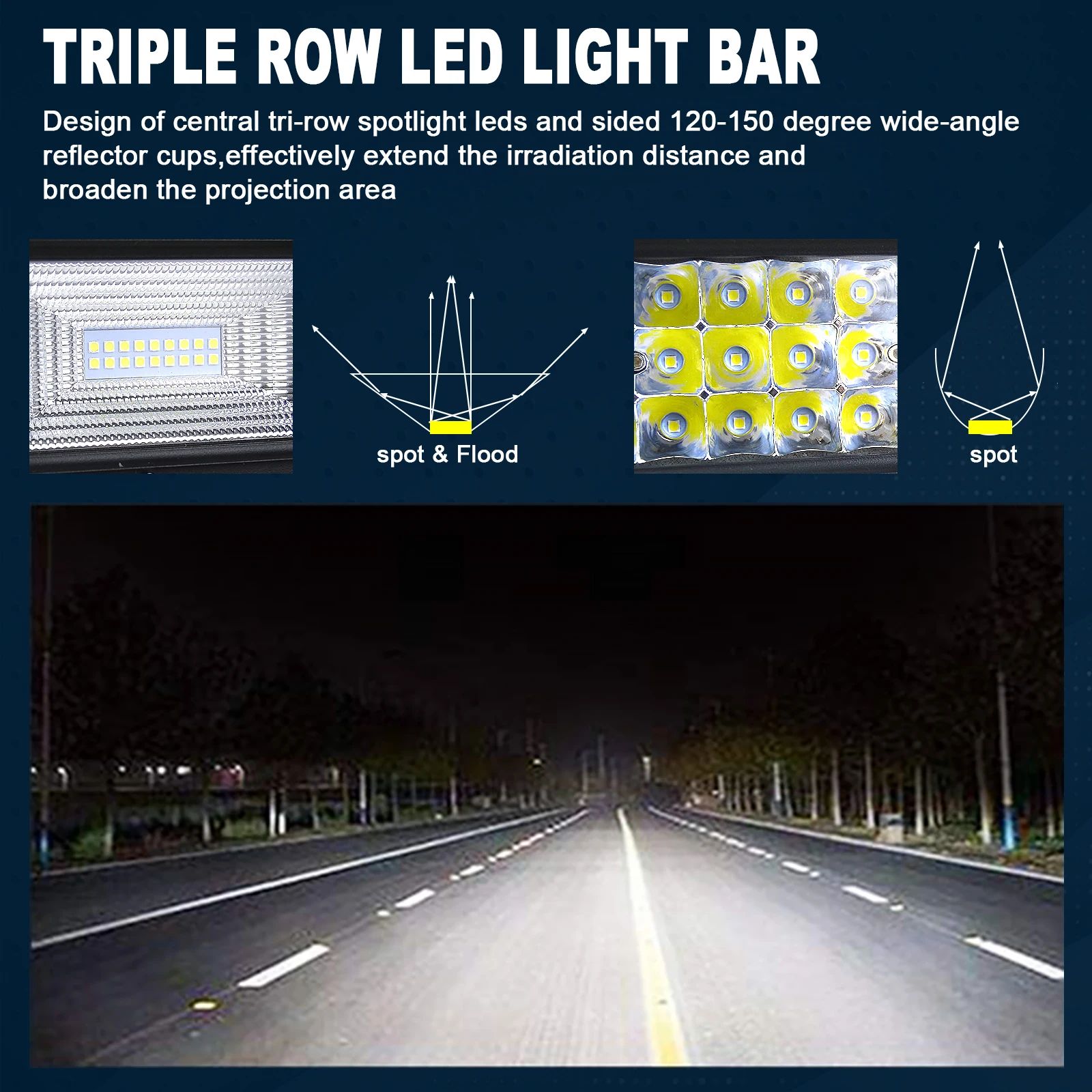 22 32 42 50 52 Inch Curved Led Light Bar 675W 540W 405W 270W 7D bar Driving Offroad Car Truck 4x4 SUV ATV 12V 24V