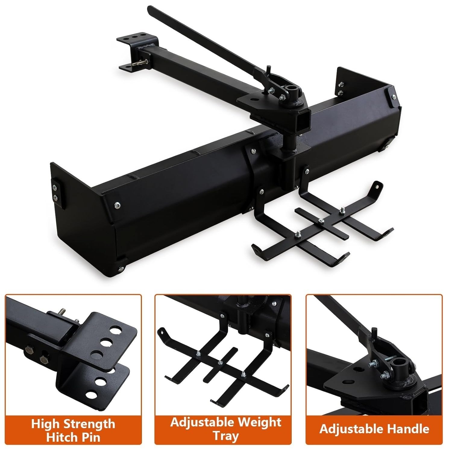42-Inch Box Grader ATV/UTV Small Leveling Accessories Sleeve Hook Drag Box Scraper Turn Soil Snow Shovel Removing Garden Soil